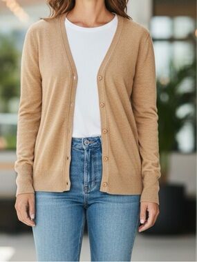 Merona Camel V-Neck Button Cardigan
